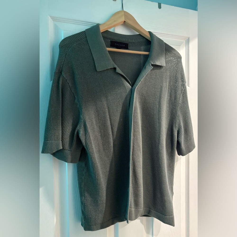 PacSun Men's Olive Textured Button Down Shirt